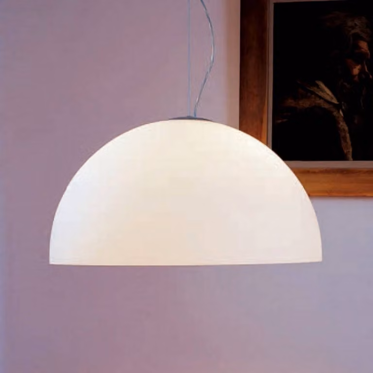 Oluce Lampada a sospensione in vetro SONORA, dimmerabile, Bianco / Opale, Soggiorno / Sala da pranzo, Vetro, Design, Lampada a sospensione