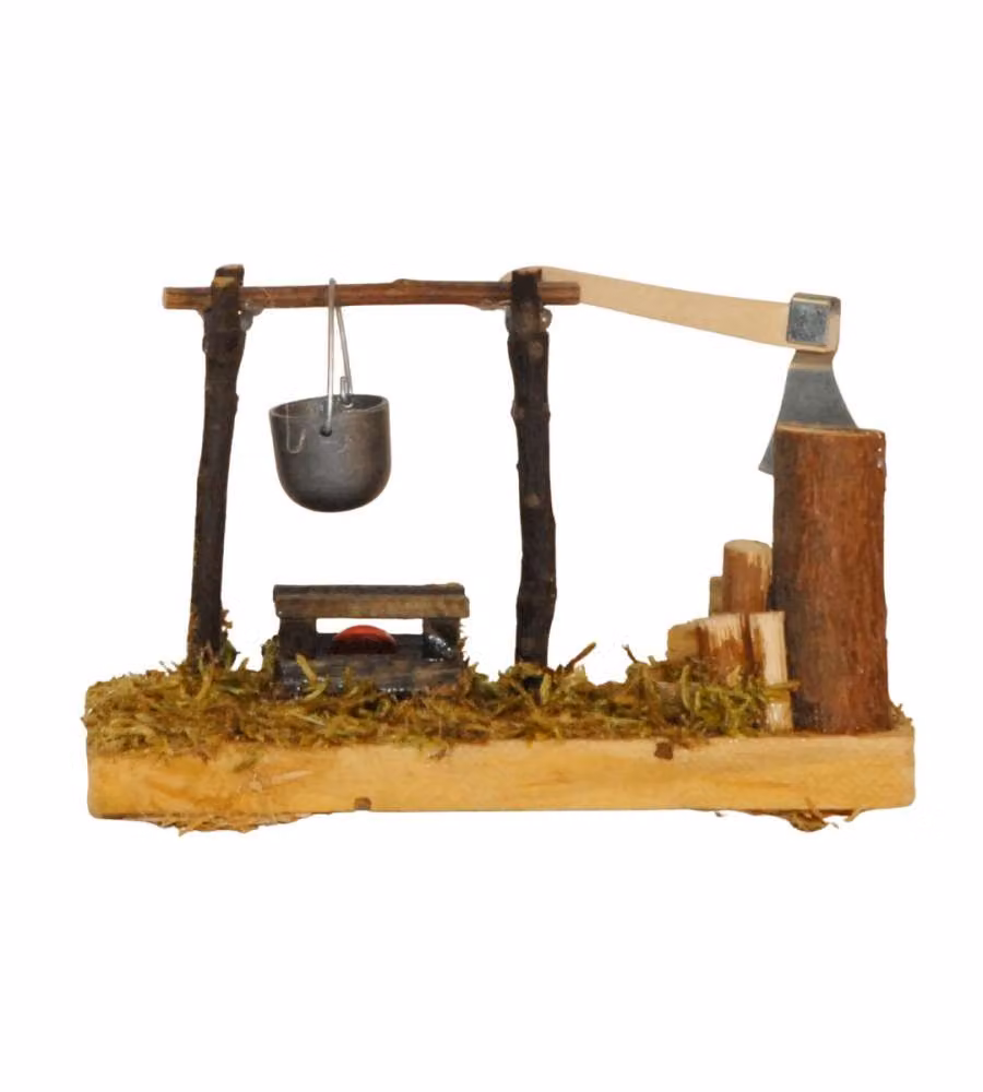 Fuoco Funzionante - Ambientazione per Presepe - 12x5x9 cm