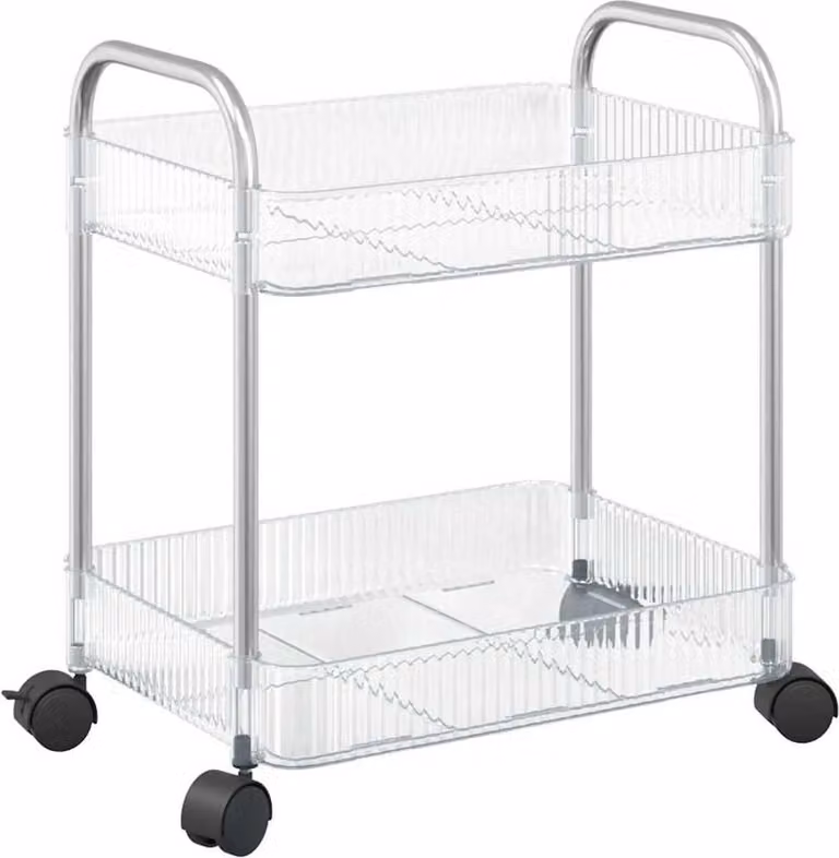 Carrello Portaoggetti a 2 Livelli 37x28x43,5 cm in Acrilico
