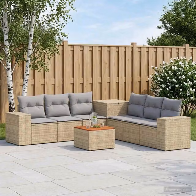 Set di divani 8 pz Beige e Grigio Chiaro 55 x 55 x 37 cm 3448505