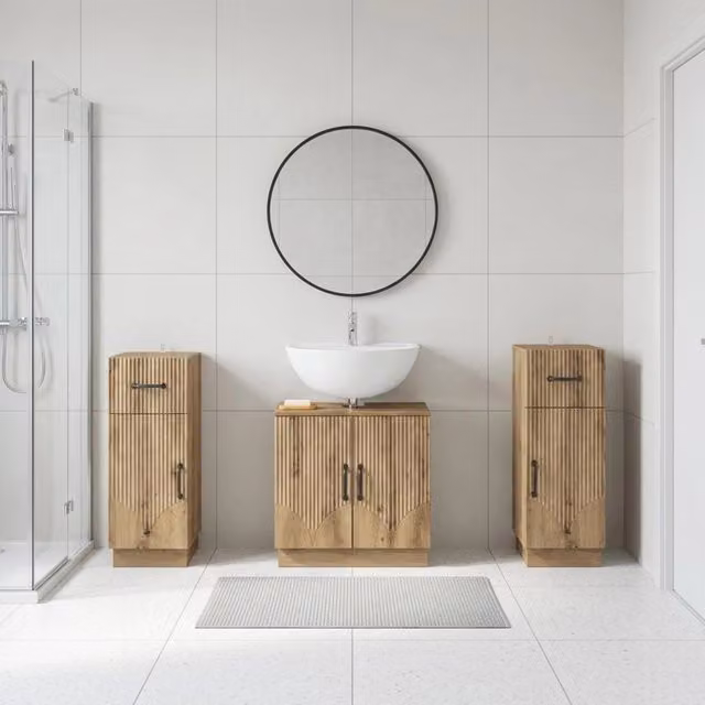 Set di armadietti da bagno in 3 pezzi HOORN Rovere Artigianale 3418043
