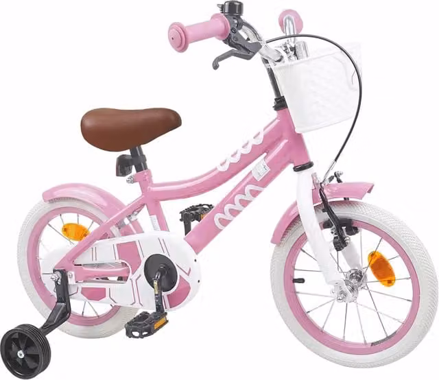 Bicicletta per bambini da 12 pollici rosa con struttura in metallo e pneumatici in gomma