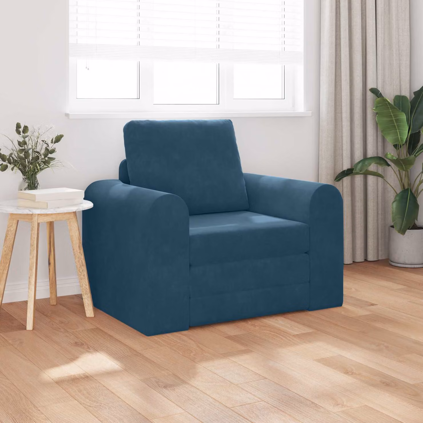 Divano letto vidaXL in velluto blu L: 98 cm, P: 71 cm, H: 83 cm