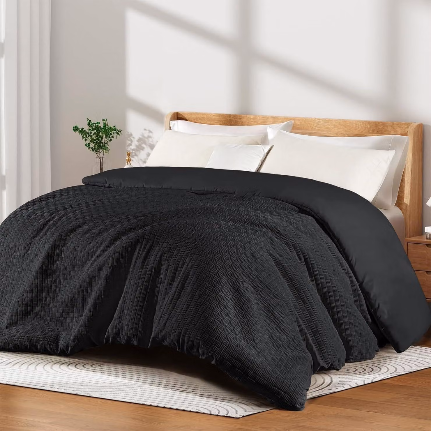 Copertura per letto, 220 x 240 cm, 300 g/m², piumino trapuntato traspirante, colore nero