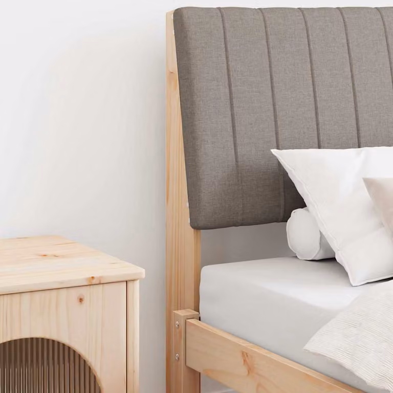 Testiera imbottita vidaXL Talpa in pino massello beige, Larghezza: 90 cm
