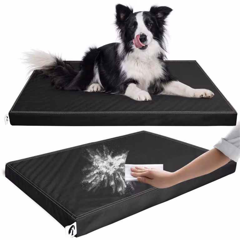 Cuscino ortopedico per cani, antiscivolo, nero, in ecopelle, dimensioni L: 83x55x7 cm
