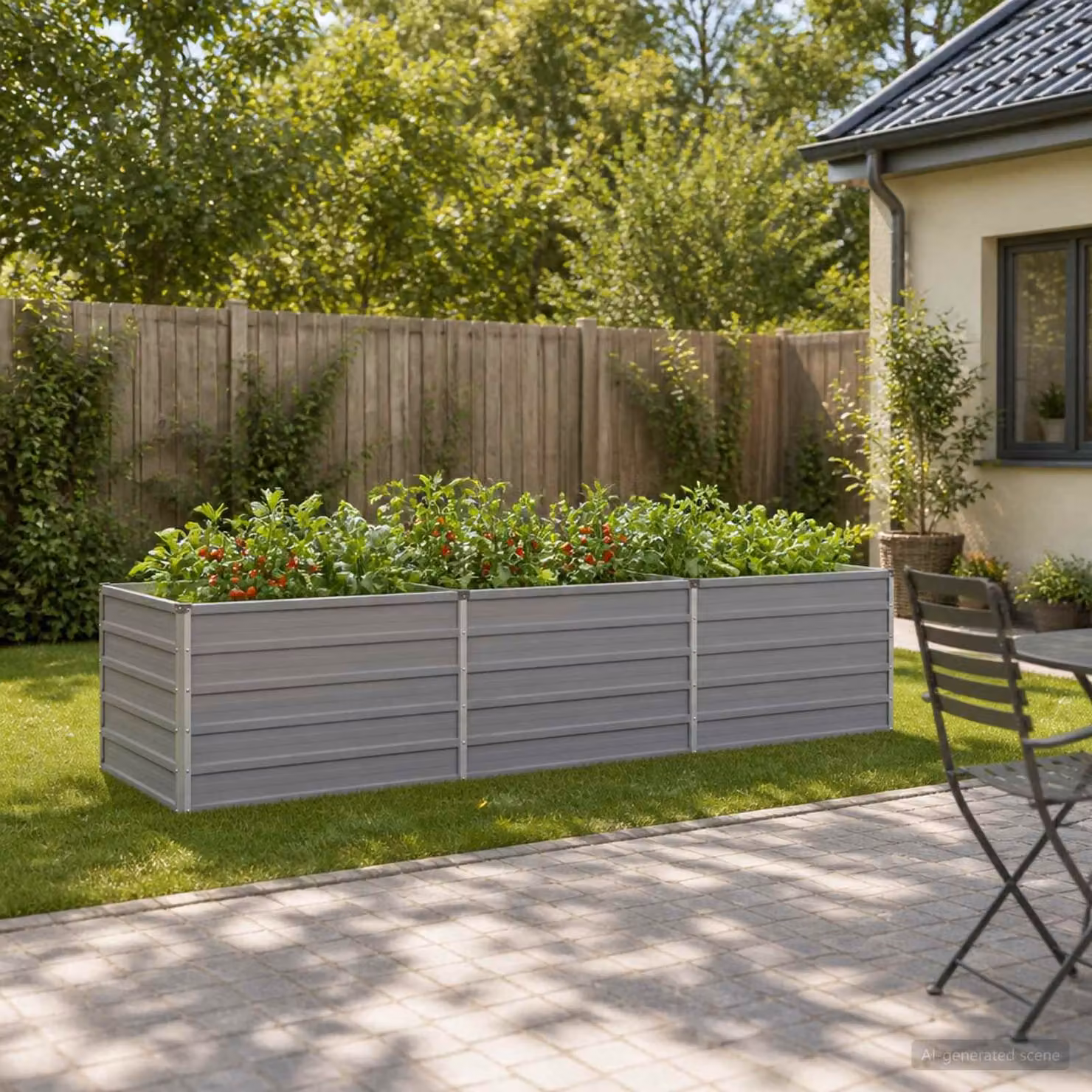 Letto rialzato da giardino vidaXL in metallo Grigio L: 240 cm, P: 80 cm, H: 55 cm