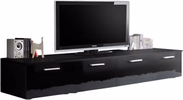 Mobile TV 200cm Collezione COMET. Colore nero. 2 ante a ribalta.