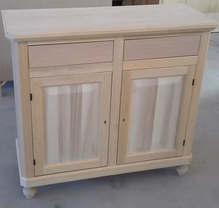 Madia credenza in legno di pino grezzo con 2 ante Mobili 2G L: 104 cm, P: 42 cm, H: 98 cm