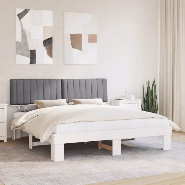 Letto con Testiera Rivestita-Struttura Letto con Testiera Grigio chiaro 180 x 200 cm 143280