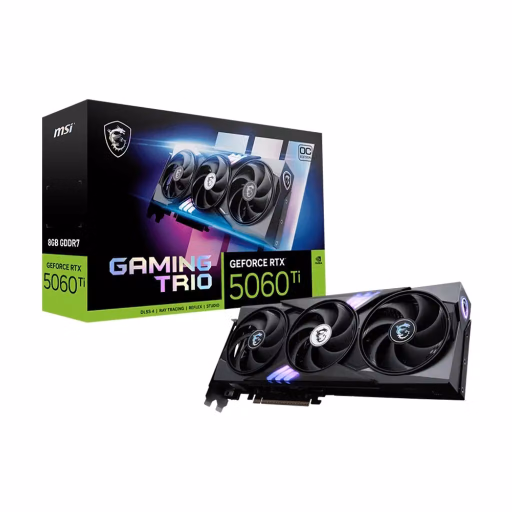 Scheda video MSI GeForce RTX 5060 Ti Gaming Trio OC NVIDIA 8 GB GDDR7, Nero – 2