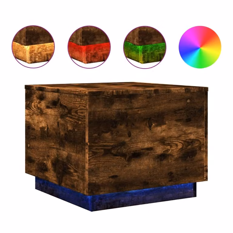 Tavolino da Soggiorno con Luci LED Rovere Sonoma 50x50x40 cm