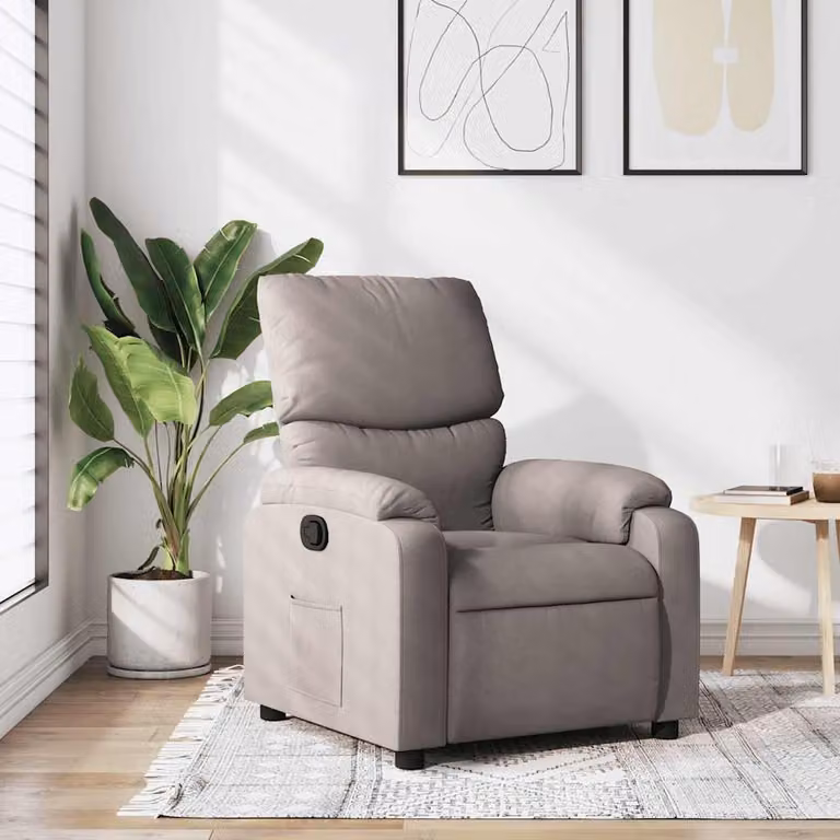 vidaXL Poltrona Reclinabile Relax in Tessuto con Braccioli, Colore Beige/Grigio