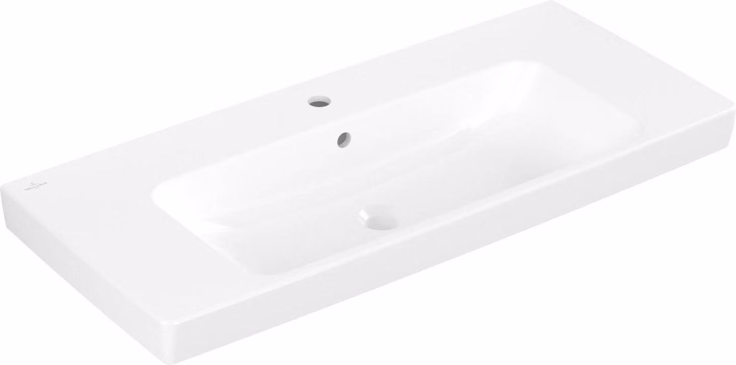 Lavabo VB Architectura 1000x445 mm, rettangolare, 1 vasca, con troppopieno, bianco alpino