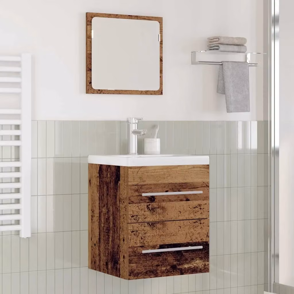 Mobile Lavabo Moderno DESIGN IN in Legno Marrone con Lavabo in Ceramica, Sospeso, L: 42 cm, P: 39 cm, H: 52 cm – 2