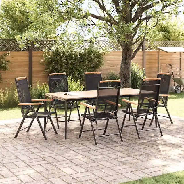 Sedie da Giardino Pieghevoli 6 pz | Sedie da Esterno in Textilene Nere