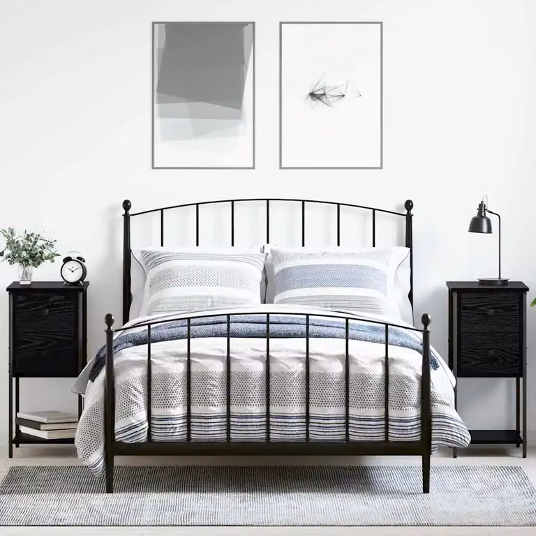 Set di 2 Armadi da Notte vidaXL Moderni in Nero Opaco L 32 x P 42 x H 70 cm