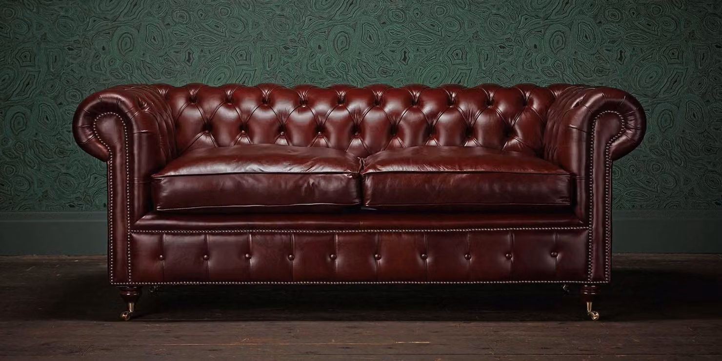 Chesterfield Design Luxus Polster Sofa Couch Sitz Garnitur Leder #Z5