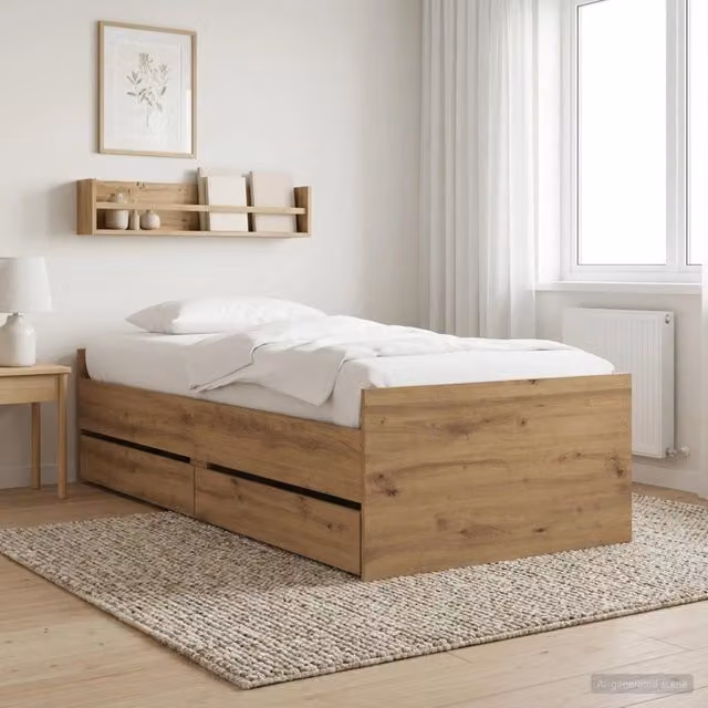 Struttura letto in pino massello stile rustico con cassetti color marrone vidaXL