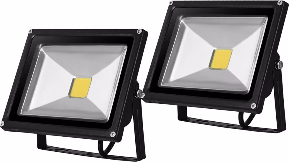 Greenmigo 2 pezzi Faretti LED da 20 W, luce bianca fredda, corpo nero, illuminazione di oggetti, faretti da esterno, faretti da parete, proiettori, lampade da giardino, IP65, 85 V-265 V