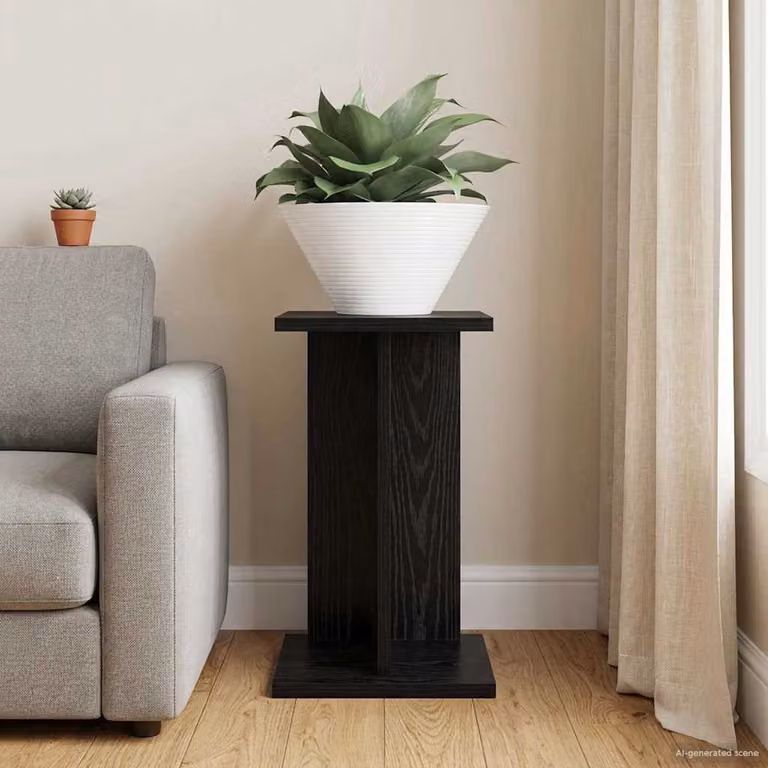 vidaXL Supporto per piante moderno in legno MDF nero L/P/H: 25 x 25,5 x 40,5 cm