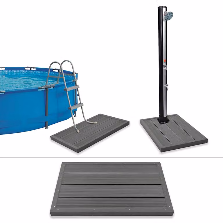 Elemento da pavimento per doccia solare vidaXL in WPC Grigio L: 101 cm, P: 63 cm, H: 5,5 cm