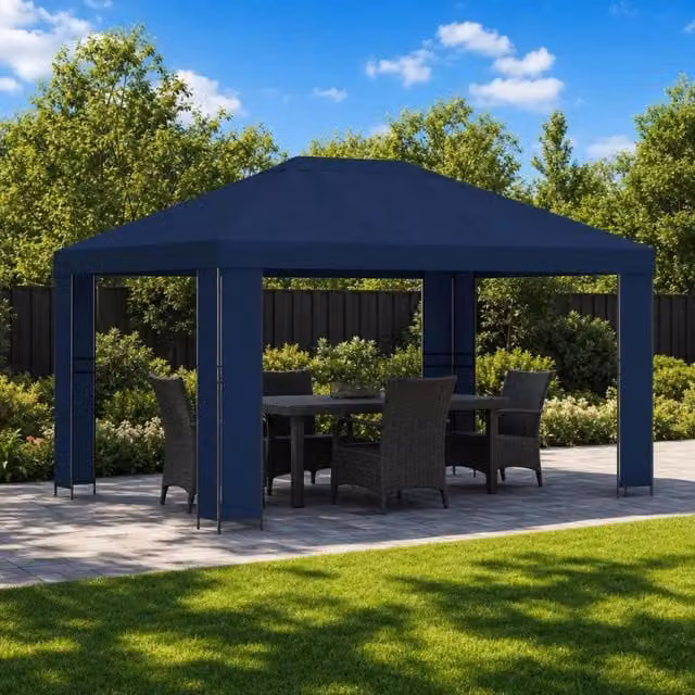 Gazebo 4 × 3 m Blu Poliestere e Acciaio 190 gsm 900379