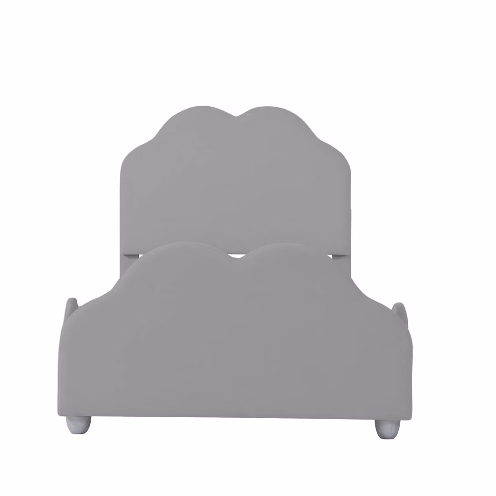 Letto per bambini imbottito Minimal in velluto grigio L/P/H: 200 x 90 x 107,5 cm – 2