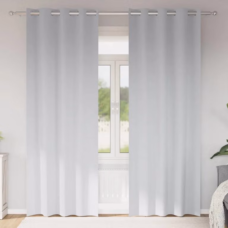 Set di 2 tende blackout vidaXL con anelli, colore grigio, H 260 x L 140 cm
