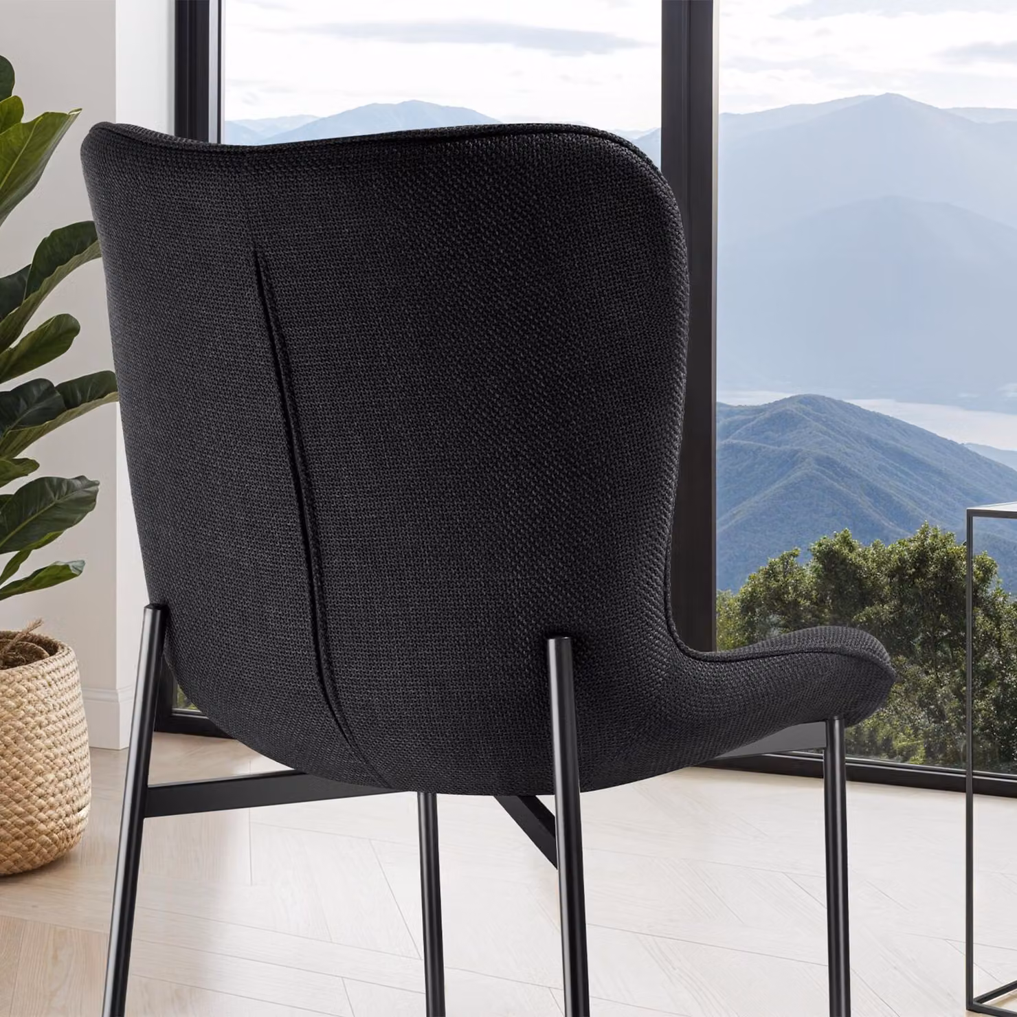 Set di 4 sedie moderne imbottite TecTake GmbH in tessuto nero per sala da pranzo – 3