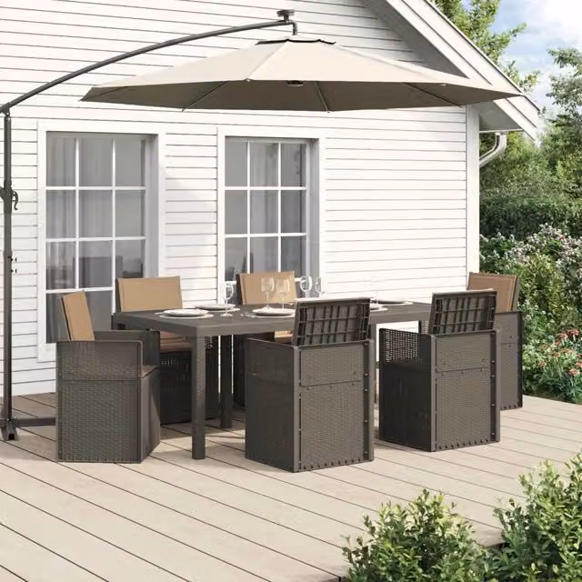 Set da Pranzo per Giardino 7 pz Grigio chiaro e Tortora PP 3430085