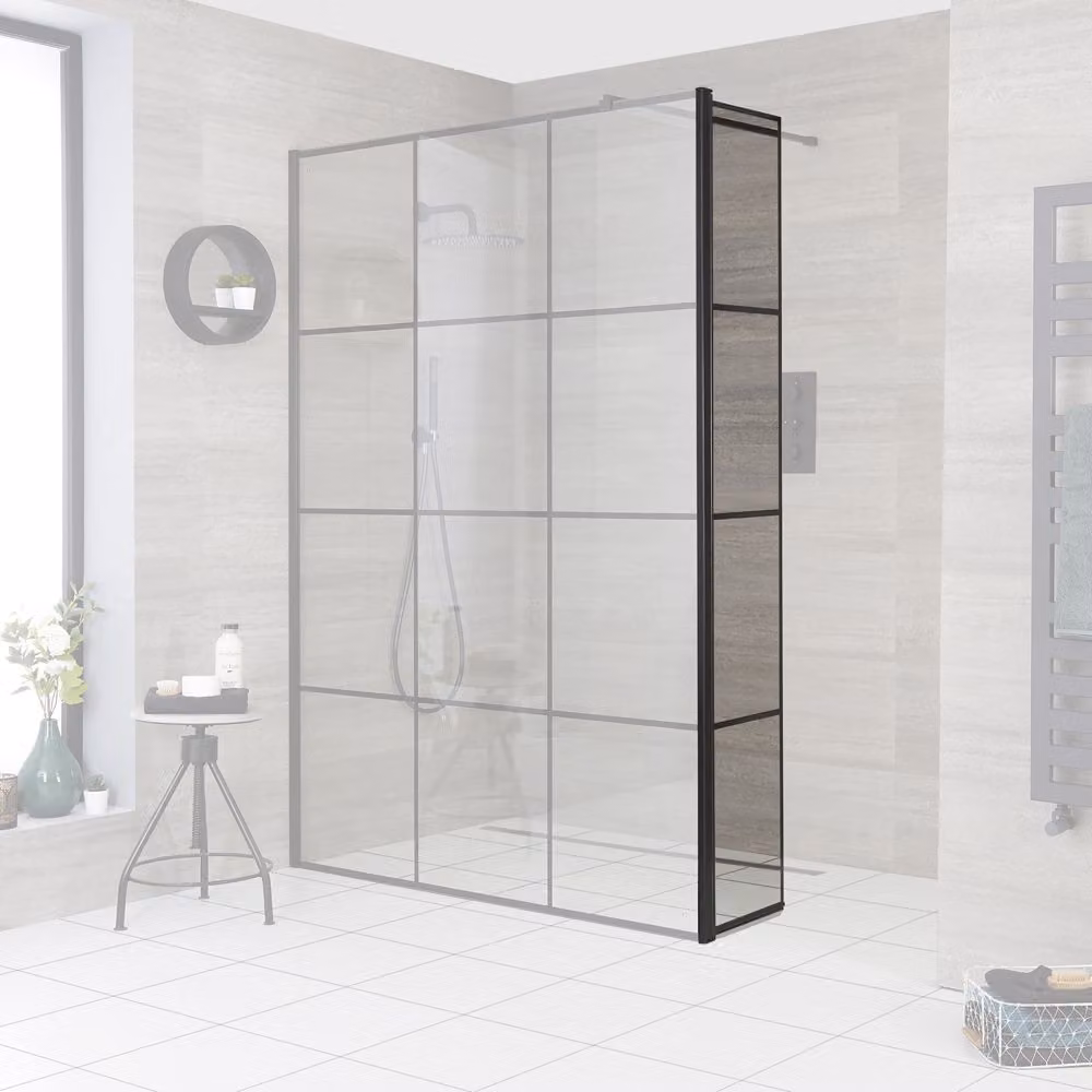 Parete Doccia Paraspruzzi da 300mm con Stampato Nero per Box Doccia Walk-In - Barq