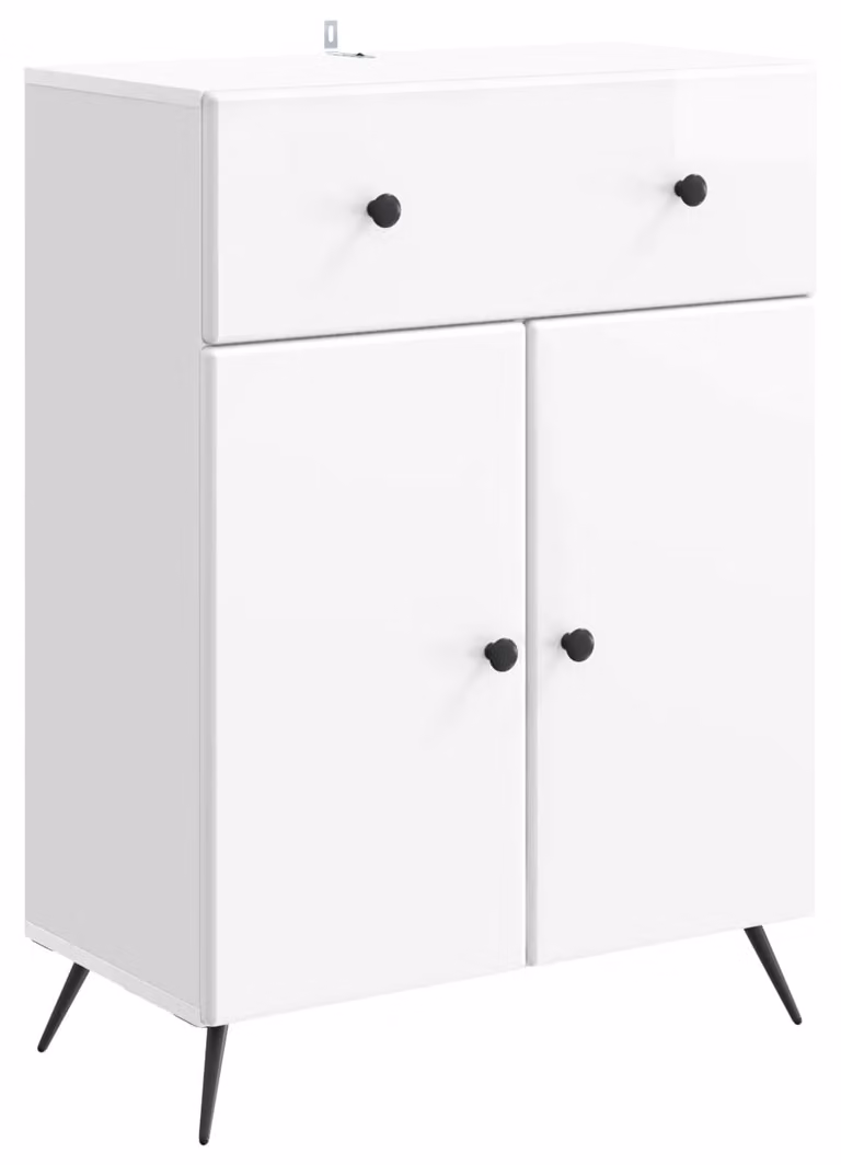 Credenza Bianco Lucido 66 x 34,5 x 90 cm Legno ingegnerizzato