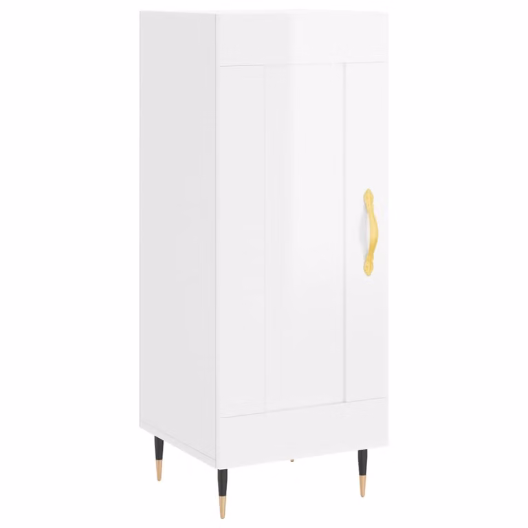 Credenza Bianco Lucido 34,5x34x90 cm in Legno Multistrato