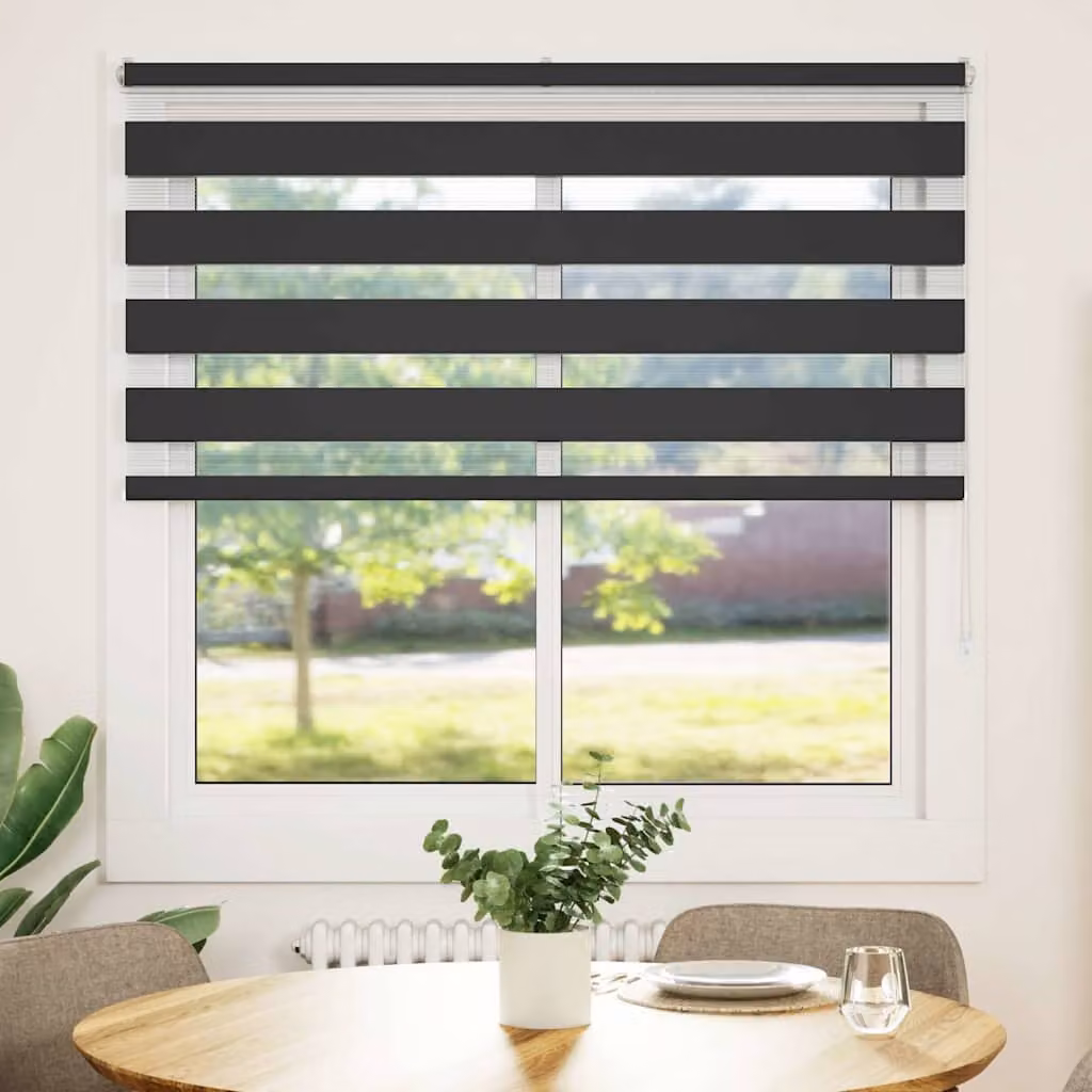 vidaXL Tenda a Rullo Zebra Nero Larghezza Tessuto 140,9 cm Poliestere