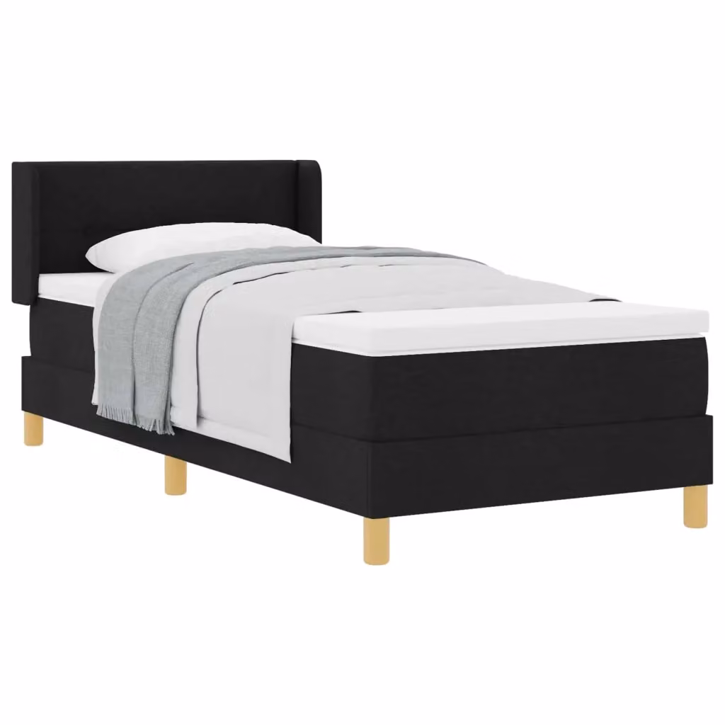 Letto a molle con testiera vidaXL in tessuto nero L: 200 cm, P: 100 cm – 2