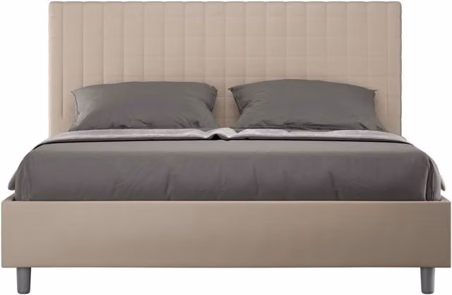 Letto matrimoniale king size con contenitore Sunny Ityhome imbottito in similpelle beige L: 170 cm, P: 200 cm