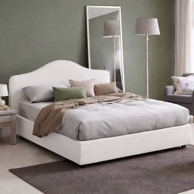 Letto Matrimoniale Moderno Talamo Italia con Contenitore a Alzata e Materasso Incluso Bianco L/P: 160 x 200 cm