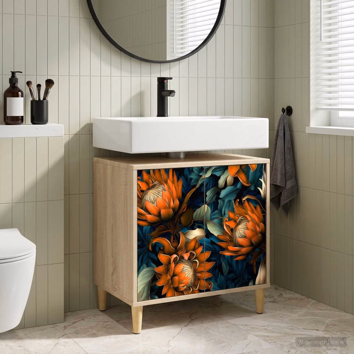 Mobile da bagno vidaXL LOCHEM moderno in legno e MDF marrone multicolore L: 60 cm, P: 40 cm, H: 60 cm