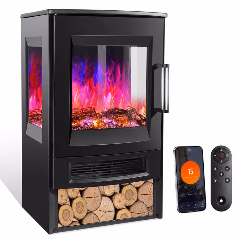 Jopassy caminetto elettrico 900W/1800W caminetto elettrico a 8 fiamme a colori con telecomando