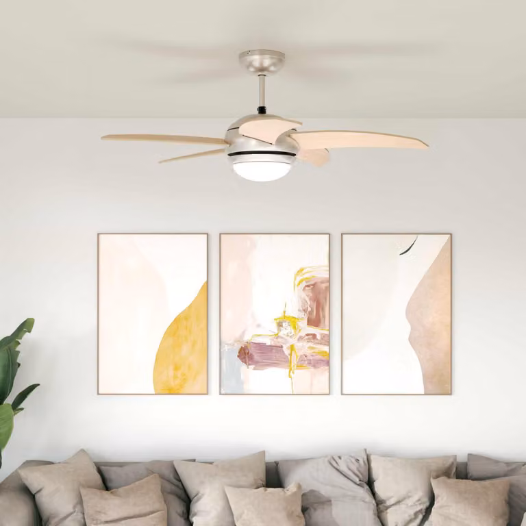 vidaXL Ventilatore da soffitto con luce e telecomando, colore marrone, Ø 110 cm