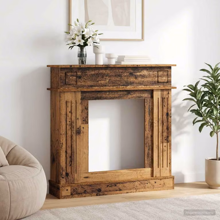 Cornice per camino vidaXL in legno stile moderno, colori bianco o marrone, L 102 cm x P 26 cm x H 100 cm