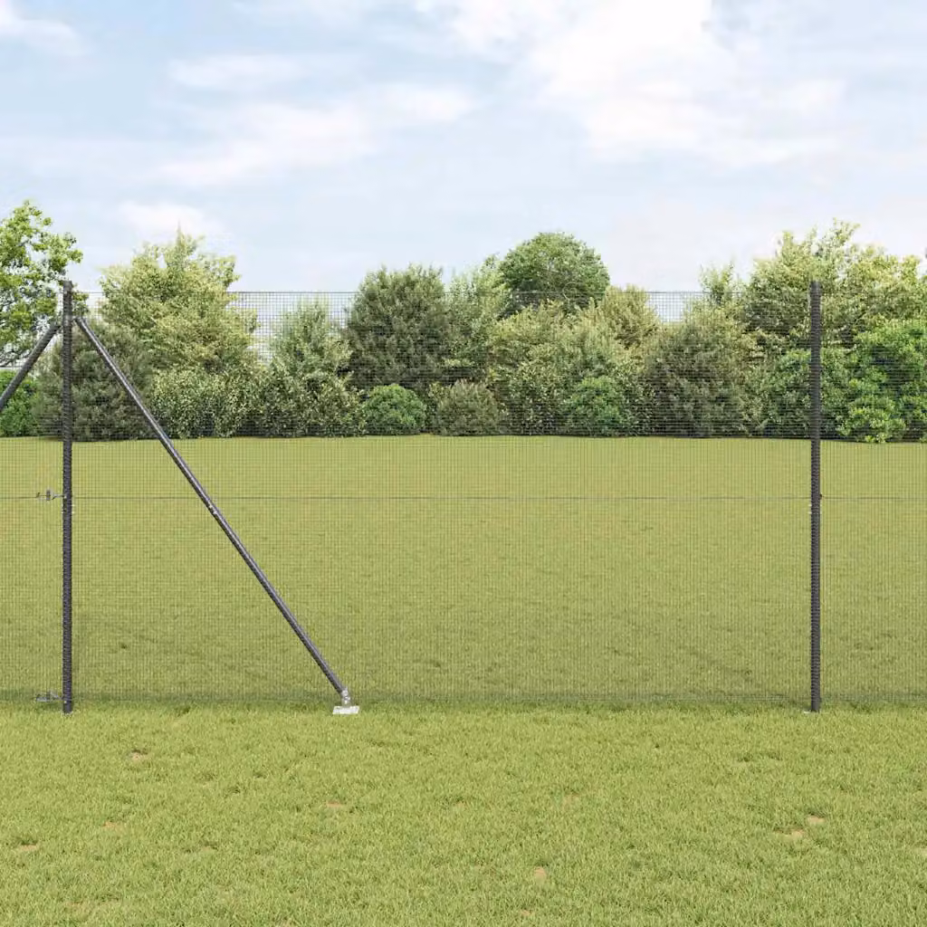Recinzione in rete saldata con punte vidaXL, rivestimento in PVC, Grigio, L: 10 m, H: 1,6 m