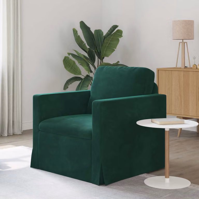 vidaXL Divano Moderno in Velluto Verde con Struttura in Metallo L: 78 cm, P: 78 cm, H: 80 cm