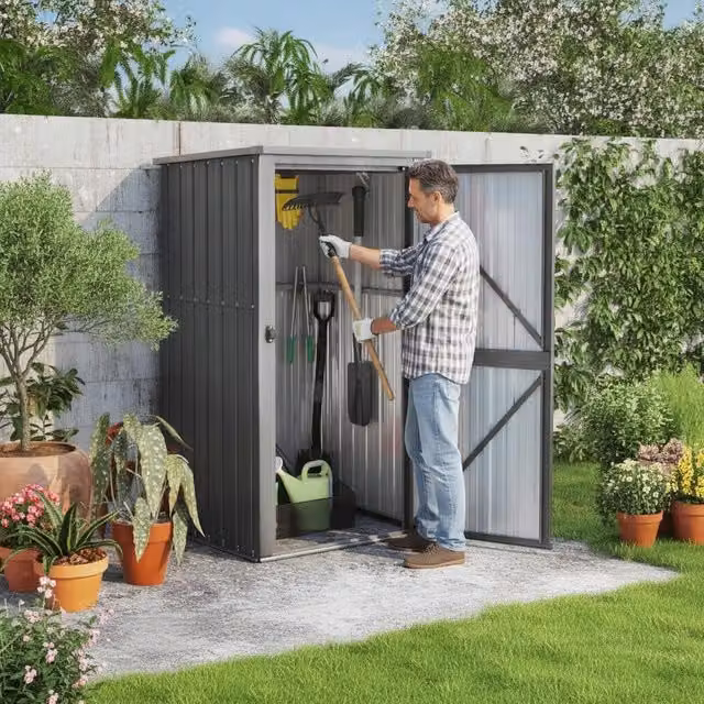 Garden Shed, Grey, 88x89x161 Cm, Galvanized Steel