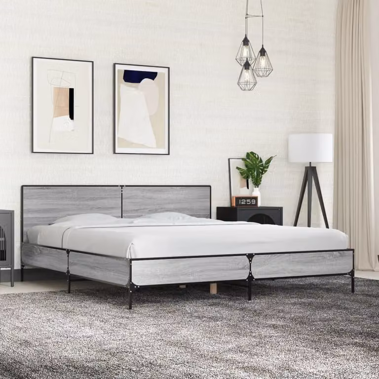 Giroletto vidaXL Grigio Sonoma in Legno e Metallo 200x200 cm