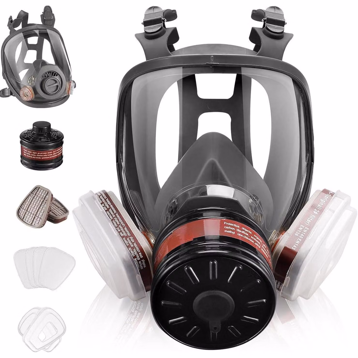 Maschera protettiva per il viso, con filtro a carbone attivo 6001CN, compatibile con attacchi da 40 mm, per la protezione da polvere, vernici e sostanze chimiche