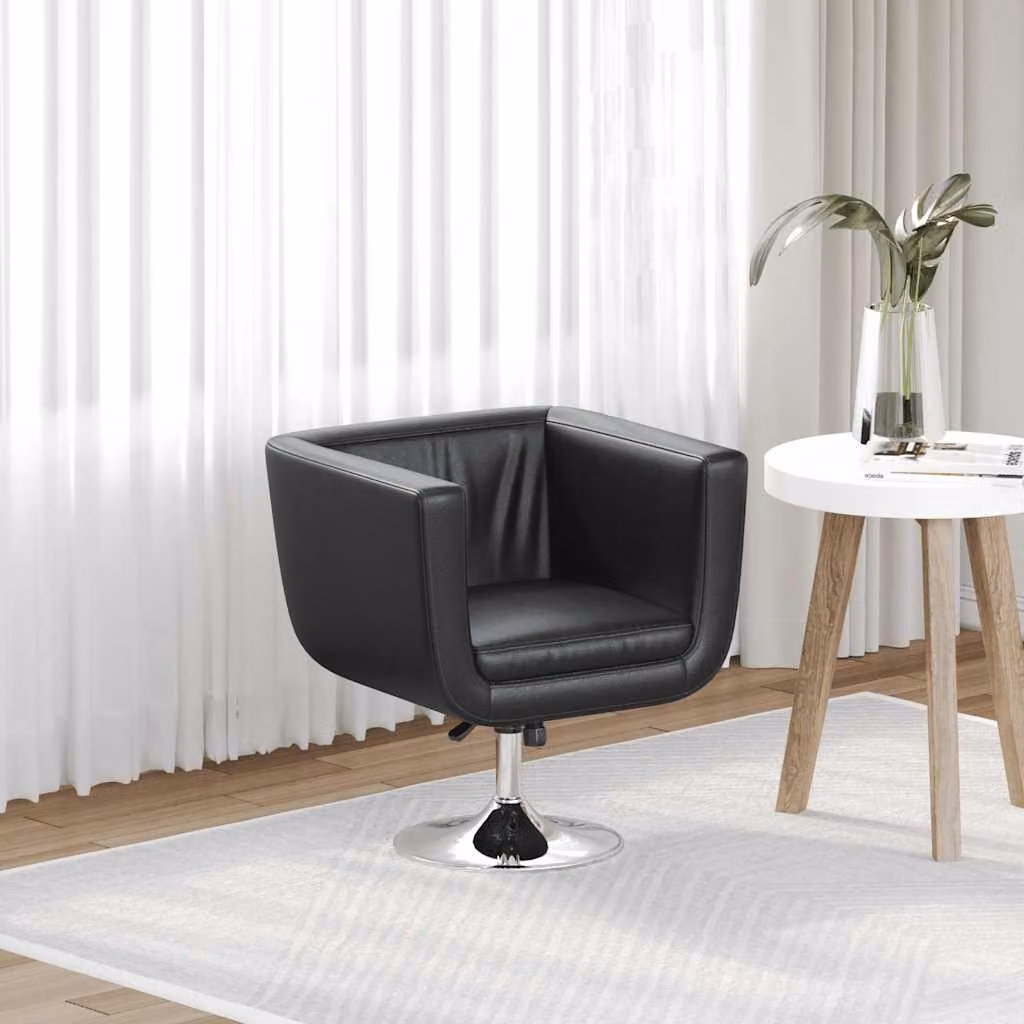 Sedia da bar moderna vidaXL in similpelle nera con base girevole in metallo e plastica, L/P/H: 59,0 x 63,0 x 110,0 cm
