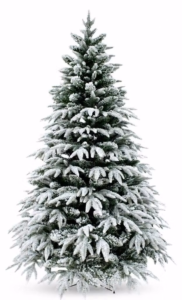 Albero di Natale artificiale innevato, altezza 137 cm (4,5 piedi), abete nobile, rami in PE+PVC, molto folto, con supporto