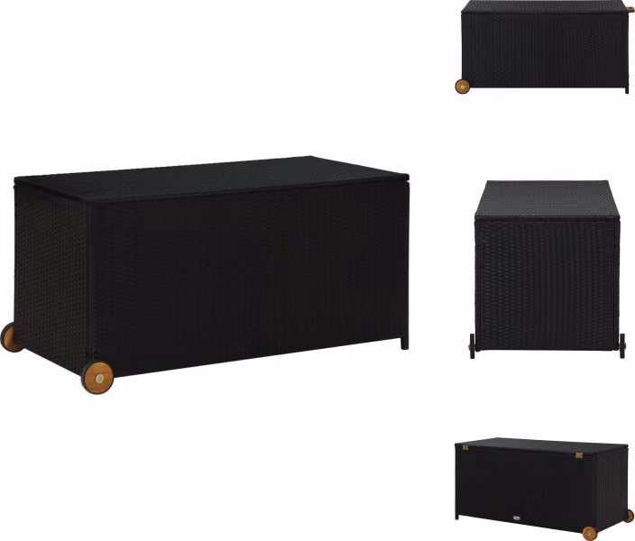 vidaXL Cassetta da giardino nera 120x65x61 cm in poly rattan - Cassette da giardino